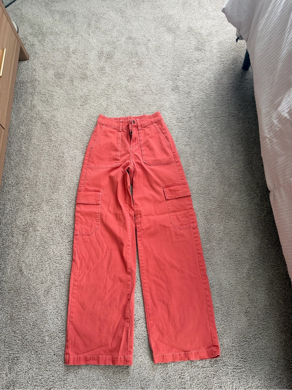 Wild Fable Coral Pink High Rise Wide Leg Cargo Pants XS